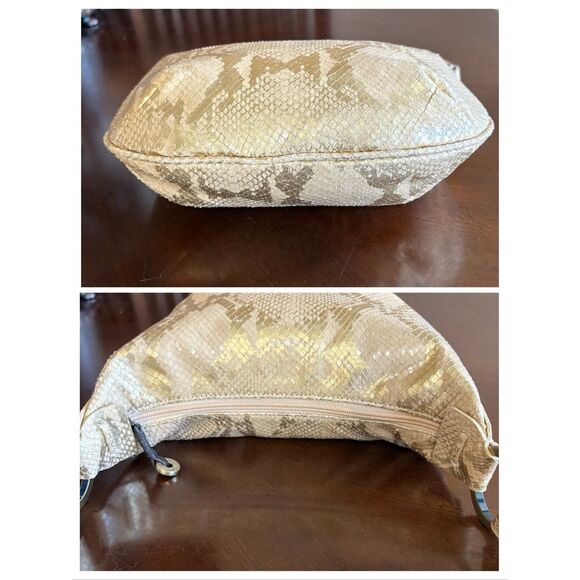 DONALD J PLINER - Gold/Blush Python Snakeskin-Embossed Leather Hobo Shoulder Bag - Picture 10 of 16